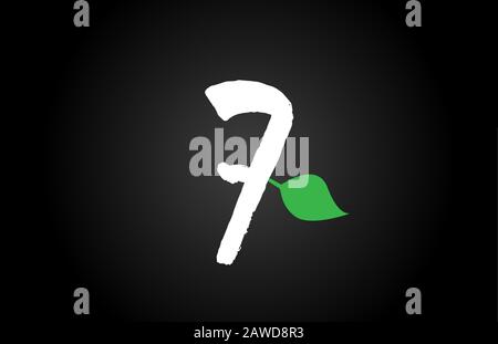 Nummer handschriftliche Grunge 7 sieben geen Leaf Logo Icon Design-Vorlage für Unternehmen. Geeignet für den Logotyp Stock Vektor