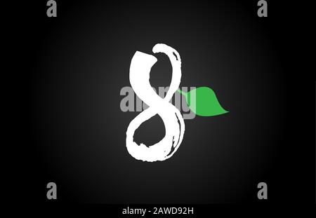 Nummer handschriftliche Grunge 8 acht geen Leaf Logo Icon Design-Vorlage für Unternehmen. Geeignet für den Logotyp Stock Vektor