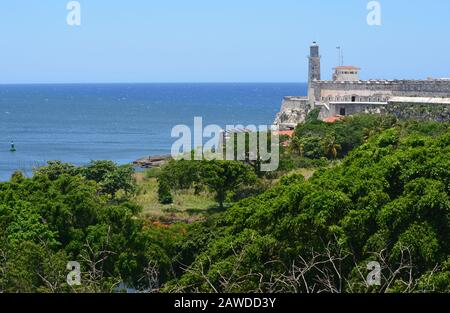 Leuchtturm der Festung Morro (faro del Castillo de El Morro), Havanna, Kuba Stockfoto