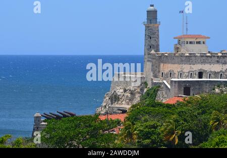 Leuchtturm der Festung Morro (faro del Castillo de El Morro), Havanna, Kuba Stockfoto