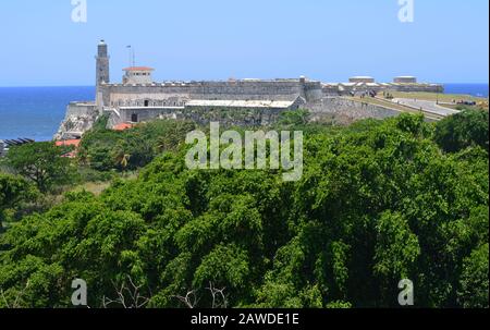 Leuchtturm der Festung Morro (faro del Castillo de El Morro), Havanna, Kuba Stockfoto