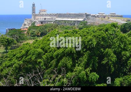 Leuchtturm der Festung Morro (faro del Castillo de El Morro), Havanna, Kuba Stockfoto