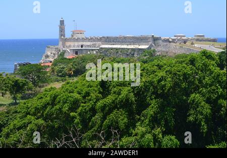 Leuchtturm der Festung Morro (faro del Castillo de El Morro), Havanna, Kuba Stockfoto