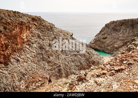 Seian Limania oder Agiou Stefanou, der himmlische Strand mit türkisfarbenem Wasser. Chania im Sommer Stockfoto