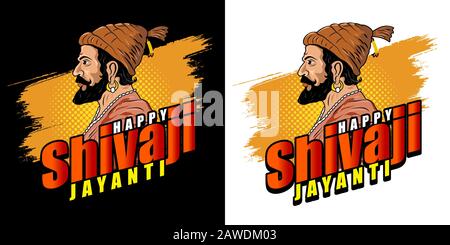 Happy Shivaji Jayanti Konzept, Vorlage, Banner, Logo Design, Symbol, Poster, Einheit, Label, Web, Symbol, Zeichen, Mnemonic. König Chatrapati Sjiivaji Maharaj Stock Vektor