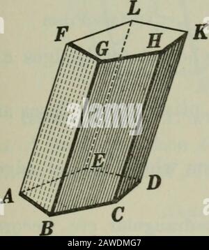 Ebene und Volumenkörpergeometrie . Tetraeder Hexaeder Oktaeder Dodekaeder Ikosaeder BUCH VII 345 723. Historische Notiz. Die Pythagoreer wussten, dass es fünf regelmäßige Polyeder gibt, aber es war Euclid, der bewiesen hat, dass es nur fünf geben kann. Hippasus (Bogen. 470 b.c), der das Dodekaeder entdeckte, soll für die Ankündigung seiner Entdeckung ertränkt worden sein, da die Pythago-Retter versprochen wurden, den Ruhm einer neuen Entdeckung an den Gründer zurückzuverweisen.* PMSMS =* 724. Def. Eine prismatische Oberfläche ist eine Oberfläche, die durch das Amoking einer geraden Linie erzeugt wird, die kontinuierlich eine feste Brokenlinie schneidet und PA bleibt Stockfoto