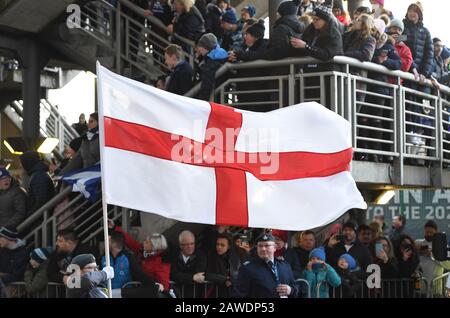 Edinburgh.Schottland, Großbritannien. Februar 2020. Guinness Six Nations Test Match Schottland gegen England. England Flagge in Murrayfield . Kredit: Eric mccowat/Alamy Live News Stockfoto