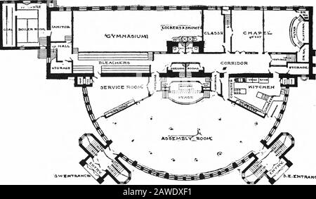 Die Enzyklopädie der Sonntagsschulen und der religiösen Erziehung (Band 1); ein weltweites Bild der Geschichte und des Fortschritts der Sonntagsschule und der Entwicklung der religiösen Bildung geben... . ZWEITE ETAGE Planconcregational CHURCH.WINNETKA, ILL.Mit Freundlicher Genehmigung von J. W. F. Davies Fig. 13. ^WtHTWHCtf 3-x.tWTRAner KELLER FLAN ST. Pauls M. e. Kirche, Zedernverzsche, IAW. C. Jones, Architekt, Chioago, 111. Abb. 13 Stockfoto