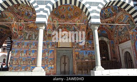 Wand- und Deckengemälde, Sveta Bogoroditsa Klosterkirche, Rila-orthodoxe Kloster, UNESCO-Weltkulturerbe, Bulgarien Stockfoto