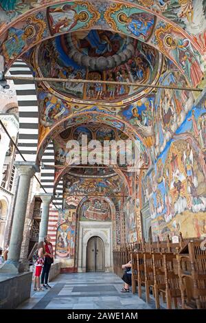 Wand- und Deckengemälde, Sveta Bogoroditsa Klosterkirche, Rila-orthodoxe Kloster, UNESCO-Weltkulturerbe, Bulgarien Stockfoto