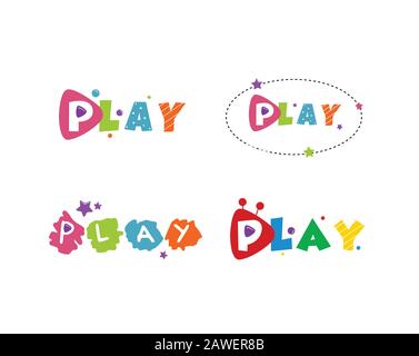 Kinder Spielen Logo Design Vector Stock Vektor