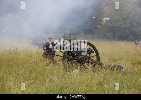 Union Gap, WA/USA - 16. Juni 2013: Die größte Reenactment des Bürgerkrieges im Staat Washington findet im Yakima Valley an einem heißen Sommertag statt. Stockfoto