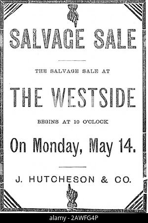 Daily Colonist (1894-05-11) . 2 WOCHEN BIS 24 m Sehen Sie die neue SONNENSCHIRME-feiner Vorrat-von 1,76 bis 7,50 Dollar und eine Menge schöne Seidenwaren bei 1,00 und 1,50 Dollar. Spencers New Vesta and Bluse Fronts in to-day" auch eine fewpieces Stylische Dress Goods zu vernünftigen Prios.When in den MILLINERY DBPARTMBNT bitten, Saua Bonnets und Shade Hats der Kinder zu sehen. D. Spencer, Government St. Stockfoto