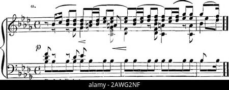 Harmony Simplified, eine praktische Einführung in die Komposition . ne der anderen Teile. Im Allgemeinen ist es der dominante oder tonictone, der so gehalten wird. Es ist unerheblich, ob das Pedal durchgehend oder ständig wiederholt gehalten wird, siehe Abbildung 151, A und151, h. Regel 16.-Der Anfang und das Ende des Pedalpunkts müssen Teil der Harmonie sein. Abbildung 151, h. Es würde zu viel Platz erfordern, um viele Illusionsof-Pedal-Punkte zu zitieren, aber der Student kann sich auf eine oder alle der Fol-Loowing beziehen: Heuer, Slumber-Song von op.81, die wiederholte KI? - Chopin, Berceuse, bei dem der niedrige D1? Des Basses, der von gehalten wird Stockfoto