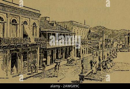 In Porto Rico, einem Teil von Groß-Amerika, befinden sich die befestigten Städte der alten. Dort leben dreitausend Menschen. Obwohl der Hafen von San Juan während eines steifen Northers nicht einfach zu betreten ist, soll die Stadt die beste Harborin der Westindien haben. Ponce Stadt und Bezirk, an der Südküste, mit vierzigtausend VERGANGENHEIT UND GEGENWART. 17 Einwohner, behauptet eine noch wünschenderen Unterscheidung, dass sie der Gesundheitsplatz auf der Insel sei. Mayaguez, gegenüber der Mona-Passage, die Porto Rico von SantoDomingo trennt, hat eine Bevölkerung von fast zwanzigtausend ^; und Aguadilla, Areciboand F. Stockfoto