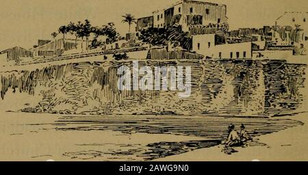 In Porto Rico, einem Teil von Groß-Amerika. , Vergangenheit und Gegenwart. Als die Fahne über San Juan hochgezogen wurde, überschattete sie ein Haus, das, wenn es die Dinge, die man sich aussaßen könnte, jemals^ erwecken könnte, um Emotionen zu erwecken, sicherlich stöhnte und zerfiel. Das war der Weiße Hausbesetzer Juan Ponce de Leon, der vor fast vier Jahrhunderten gebaut und belebt wurde; aber das Whitehouse überlebte die amerikanische Flagge, al-obwohl alles, was von dem alten Conquerorselbst übrig ist, eine Handvoll Staub in einem Leadencasket ist, der im Dominikanischen Tschurchof San Juan ruht. Kolumbus entdeckte Porto Rico auf seiner zweiten Reise 1493. Zu diesem Zeitpunkt war es vielleicht Stockfoto