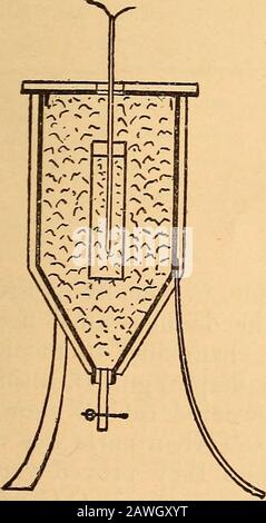 Die philosophische Zeitschrift London, Edinburgh und Dublin und die Zeitschrift für Wissenschaft. In einer verschlossenen Glasröhre, die mit Haarfelltin ein 1-Zoll-Loch in einem 5-Zoll-Würfel aus Gusseisen gepackt wurde. Thisarrangement war völlig zufriedenstellend, scheint aber einen materiellen Vorteil zu haben, als ob die Kreuzung der Kupferleitungen mit der Vt und der Pt-Rh als kalte Kreuzung dienen würde und dies in Eis wie in Abb. 3, außer dass die letztere Makesa etwas sperriger Masse, um in das Eis einzulegen. Die Drähte waren auch an der heißen Verbindungsstelle miteinander verschmolzen, außer wenn dies aufgrund ihrer Verwendung unnötig war Stockfoto