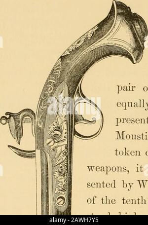 Mount Vernon und seine Verbindungen, historisch, biografisch und bildhaft. Wir haben keine Informationen. Washington brachte ihn mit auf den Berg Yernon, mit dem Schlüssel der Bastile, der Apair eleganter Pistolen, die ihm der französische Minister, Graf deMoustier, als ein Grund für seine persönliche Anbetung vorlegte. Theseweapons, so wird vermutet, sind diejenigen, die Washington dem Cold Samuel Hay, dem zehnten pennylvanischen i-egiment vorgeseggt hat, der in der Wertschätzung seines General hoch stand.Sie tragen die bekannte Chiffre von Wash-ington und wurden beim Verkauf von Colonel Hay gekauft Stockfoto
