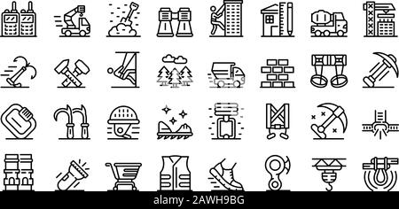 Industrial Climber Icons Set, Outline Style Stock Vektor