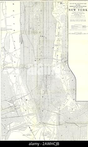 Das Generalverzeichnis von Trow zu den Stadtbezirken von Manhattan und Bronx, der Stadt New York. 1, 9 10 KARTE DES SÜDLICHEN TEILS DES STADTBEZIRKS MANHATTAN DER STADT THH IN NEW YORK. Stockfoto