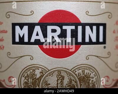 Turin, ITALIEN - CIRCA DEZEMBER 2019: Martini-Flasche Stockfoto