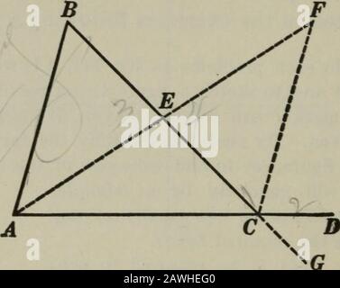 Ebene und Volumenkörpergeometrie . Z. B. 142. Konstruieren Sie ein Dreieck ABC^ mit zwei Seiten und einem Altitudeto einer der angegebenen Seiten. Kürzen Sie daher: Mit A, 6 und hb. Z. B. 143. Konstruieren Sie ein Dreieck ABC^ mit einer Seite, einem angrenzenden Winkel und der Höhe zur Seite gegenüber dem angegebenen Winkel. Kürzen Sie daher:mit A, -B und ht. Z. B. 144. Konstruieren Sie ein isosceles Dreieck, das einem Arm und dem ME-dian gegeben wird. Z. B. 145. Konstruieren Sie ein isosceles Dreieck mit einem Arm und der Anglänge, die der Median zu ihm macht. Z. B. 146. Ein Dreieck mit zwei Seiten und dem Winkel konstruieren, den Amedian zu einer Seite ergibt: (A) Stockfoto