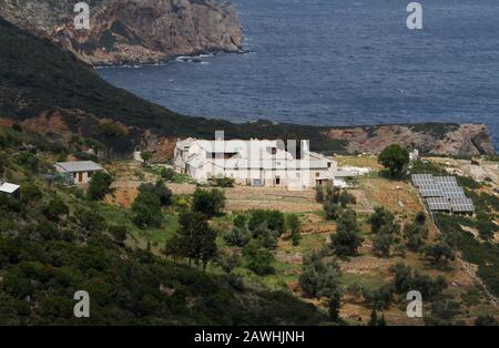 Kloster Kyra Panagia, Insel Pelagonizi (Nisos Kyra Panagia), Nördliche Sporaden, Griechenland Stockfoto