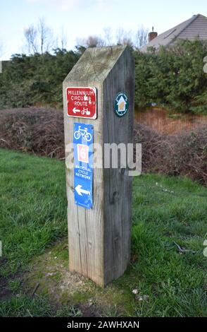 Cycle Network Post in Milton Keynes. Stockfoto