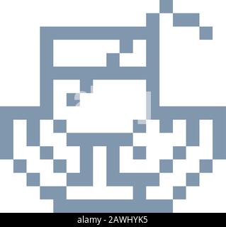 Wassermelone Cocktail Pixel 8-Bit Video Art Symbol Stock Vektor