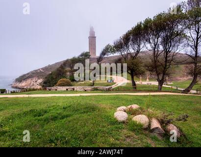 Herkules-Turm in La Coruña Stockfoto