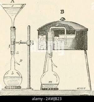 Wood's Medical and Surgical Monographs. 0 cc. Luft werden aus dem Kolben ex gelochen, der nach dem Abkühlen iy anequal Volumen mikroskopisch reinem Wasser ersetzt. Dieses Wasser, das zum Siedepunkt gebracht und mit Rapidlj^ Dampf verdampft wird, entweicht aus dem seitlichen Kapillarpunkt in Form eines acontinuösen, zischenden Dampfstrahls; nach einigen Minuten wird der größere Teil der Luft in Tlie Flask durch den Dampf ersetzt; Bakteriologische Analvsis von Wasser. 437 jetzt brauchen wir nur noch den Kapillarpunkt p zu versiegeln, der nicht diffikult ist. Der Dampf in der Kondensation erzeugt ein erhebliches Va-Cuum, das Juic Stockfoto