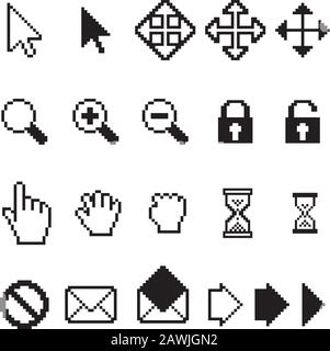 Vektorsammlung von Pixelcomputer-Symbolen Stock Vektor