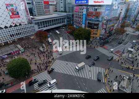 Tokio, Japan: 20. November 2019: Shibuya Crossing in Tokio, Japan. Stockfoto