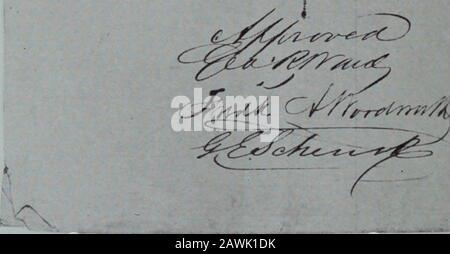 Publikationen . 7. Faksimile Page of the List of Names Approved by the Committee oxqualification of the San Francisco Committee of Vigilance of 1851. Aus dem Manuskript in der Sammlung Bancroft. Größe des Originals, 7 % x 12 % Zoll Veröffentlichungen der Academy of Pacific Coast History 0 Vol. 2 Nr. 2 PAPERS OF THE SAN FRANCISCOCOMMITTEE OF VIGILANCEOF 1851 II Herausgegeben von Porter Garnet Assistant Curator, Academy of Pacific Coast History University of California, California, Juli, 1911 Copyright, 1911, Academy of Pacific Coast History BERKELEY! DIE EINFÜHRUNG DER UNIVERSITÄT VOR88. Der Doku Stockfoto