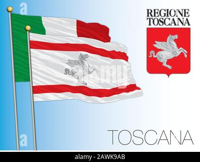 Offizielle Regionalflaggen und -Wappen der Toskana, Italien, Vektorillustration Stock Vektor