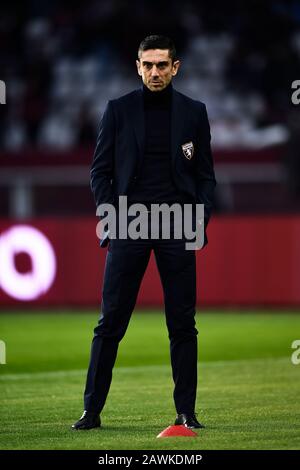 Turin, Italien - 08. Februar 2020: Moreno Longo, Cheftrainer des Torino FC, blickt auf das Spiel des Serie-A-Fußballs zwischen Torino FC und UC Sampdoria zurück. Kredit: Nicolò Campo/Alamy Live News Stockfoto