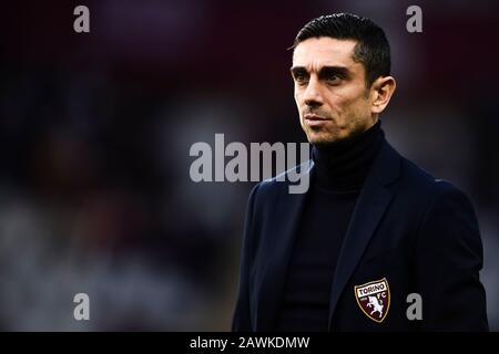 Turin, Italien - 08. Februar 2020: Moreno Longo, Cheftrainer des Torino FC, blickt auf das Spiel des Serie-A-Fußballs zwischen Torino FC und UC Sampdoria zurück. Kredit: Nicolò Campo/Alamy Live News Stockfoto
