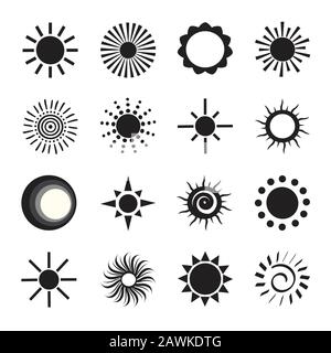 Sonnensymbole stellen Vektorbild ein Stock Vektor