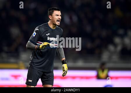 Turin, Italien - 08. Februar 2020: Während des Serie-A-Fußballspiels zwischen Torino FC und UC Sampdoria reagiert der UC Sampdoria auf den Einsatz von Emil-Audero. UC Sampdoria gewann mit 3:1 über Torino FC. Kredit: Nicolò Campo/Alamy Live News Stockfoto