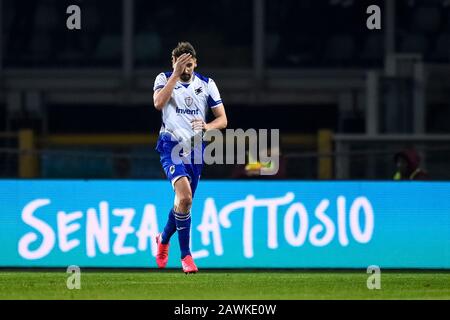 Turin, Italien - 08. Februar 2020: Gaston Ramirez von UC Sampdoria feiert, nachdem er während des Serie-A-Fußballspiels zwischen Torino FC und UC Sampdoria ein Tor erzielt hat. Kredit: Nicolò Campo/Alamy Live News Stockfoto