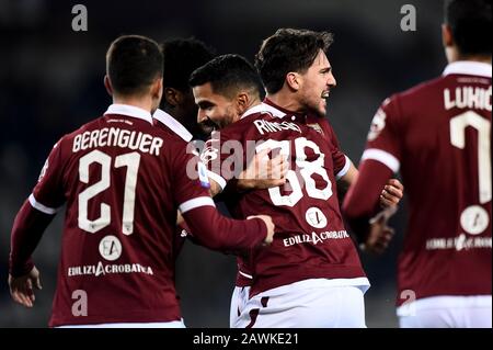 Turin, Italien - 08. Februar 2020: Simone Verdi vom Torino FC feiert, nachdem sie während des Serie-A-Fußballspiels zwischen Torino FC und UC Sampdoria ein Tor erzielt hat. Kredit: Nicolò Campo/Alamy Live News Stockfoto