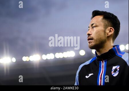 Turin, Italien - 08. Februar 2020: Maya Yoshida von UC Sampdoria blickt vor dem Serie-A-Fußballspiel zwischen Torino FC und UC Sampdoria zurück. UC Sampdoria gewann mit 3:1 über Torino FC. Kredit: Nicolò Campo/Alamy Live News Stockfoto