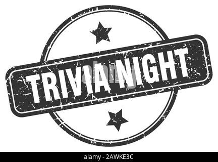 Trivia-Nachtmarke. Trivia-Nacht rund Vintage-Grunge-Schild. Trivia-Nacht Stock Vektor