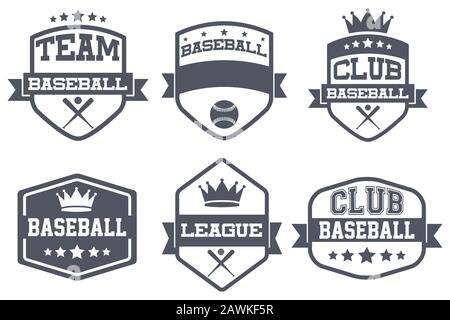 Set mit Vintage Baseball Club Abzeichen und Label Stock Vektor