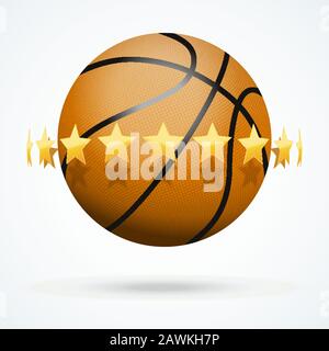 Vektordarstellung des Basketballballs mit goldenen Sternen Stock Vektor