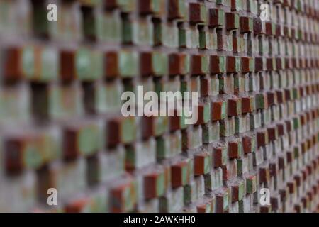 Eine Öko-Mauer in Maastricht, die ein sicheres Zuhause für die gemeine Mauereidechse bietet und diese Mauer mit öffentlichen Parks verbindet, die Lage und die Hoge Fronten ( Stockfoto