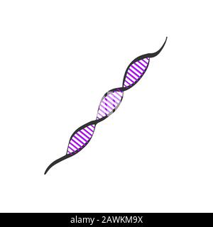 DNA-Tageshintergrund. Kettenstruktur mit Neonlinien. Skizze für das Zeichnen von Händen. Schwarzer Umriss auf Weiß. Das Bild kann in Grußkarten, Postern, Flyern, Bannern, Logos usw. verwendet werden. EPS10 Stock Vektor