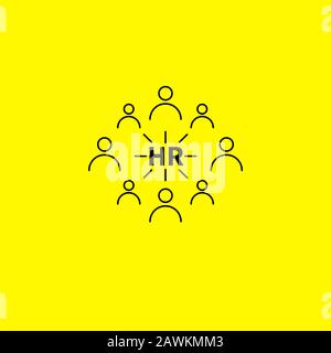 Lineares HR-Symbol, Human Resources Outline Vector Logo Stock Vektor
