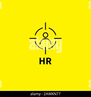 Lineares HR-Symbol, Umriss Ziel mit man, Human Resources Vector Logo Stock Vektor