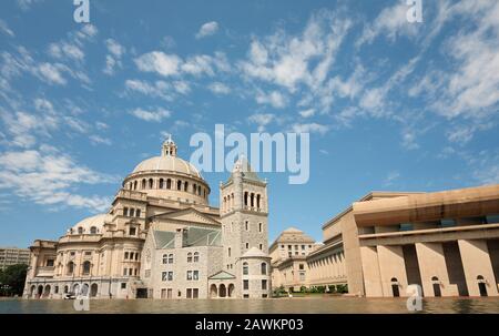 Boston Skyline Zeigt die Erste Kirche von Christuswissenschaftler und Prudential Building. Stockfoto